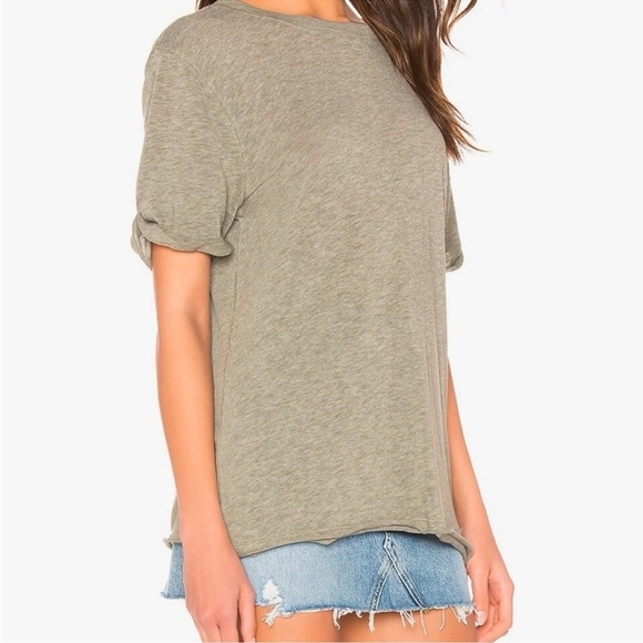 Free People We the Free Cassidy Tee Army Green Casual Cotton Tshirt Small Boxy - Picture 2 of 15